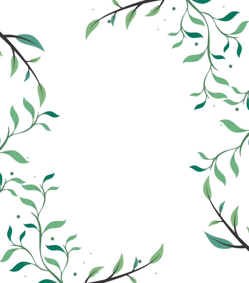 A frame with green leaves and branches on a white background vector
