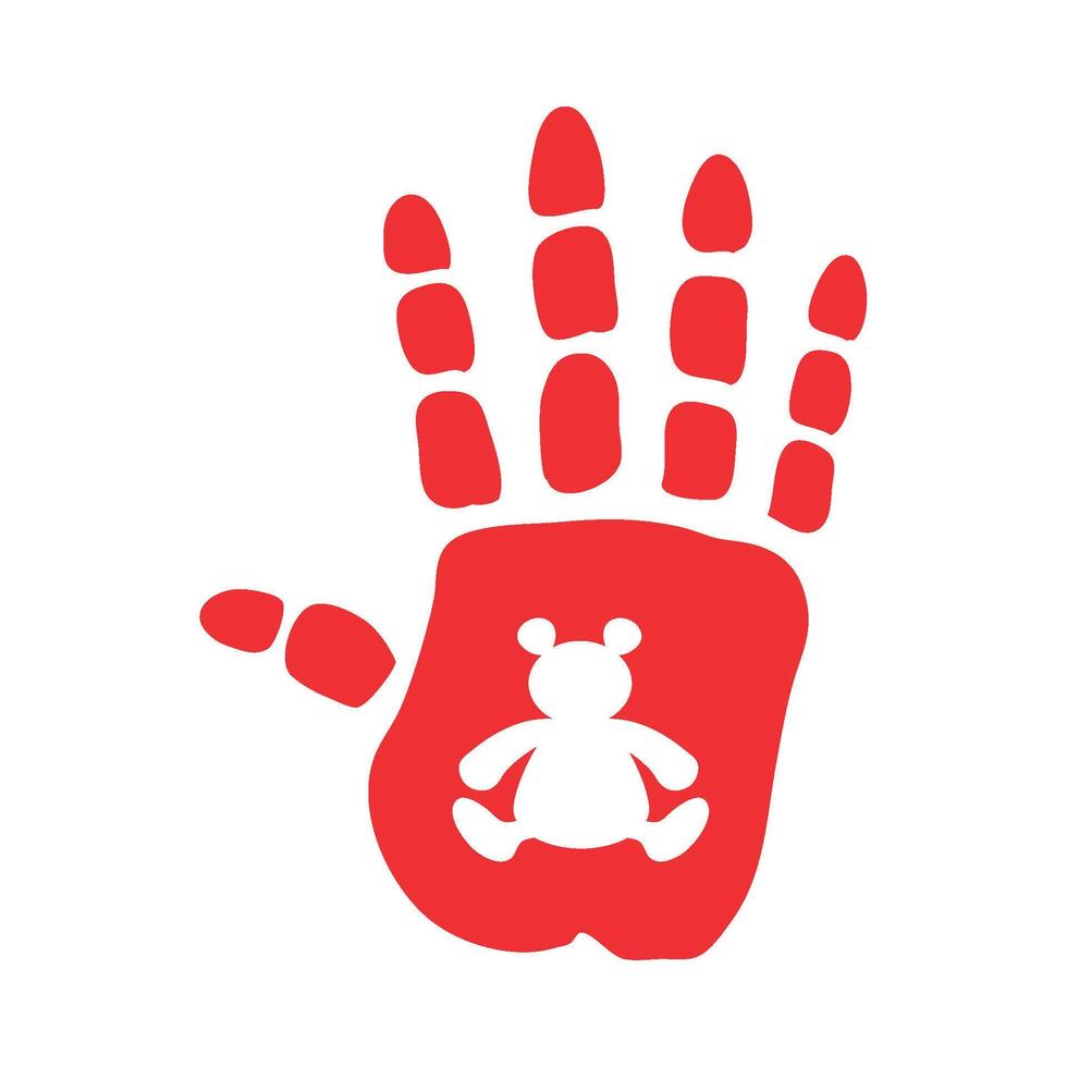 A red hand with a baby in it vector