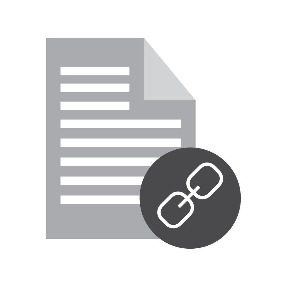 A document with a link icon and a chain vector
