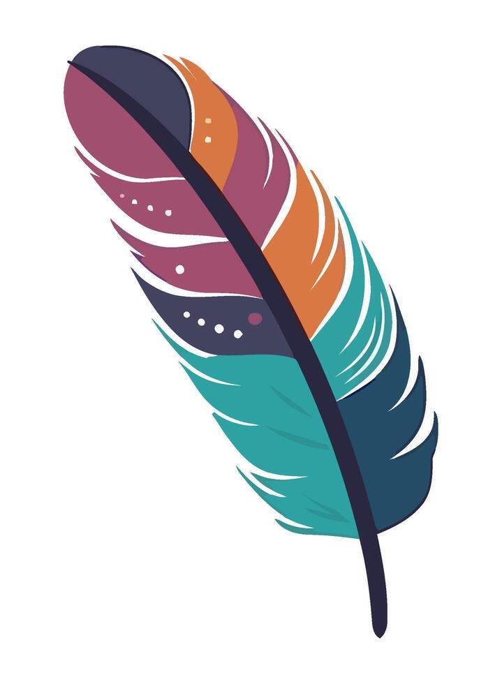 A colorful feather on a white background vector