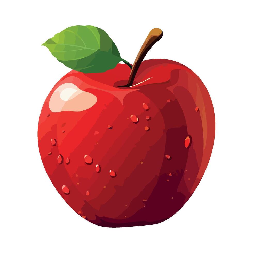 Red apple with water drops illustration vector