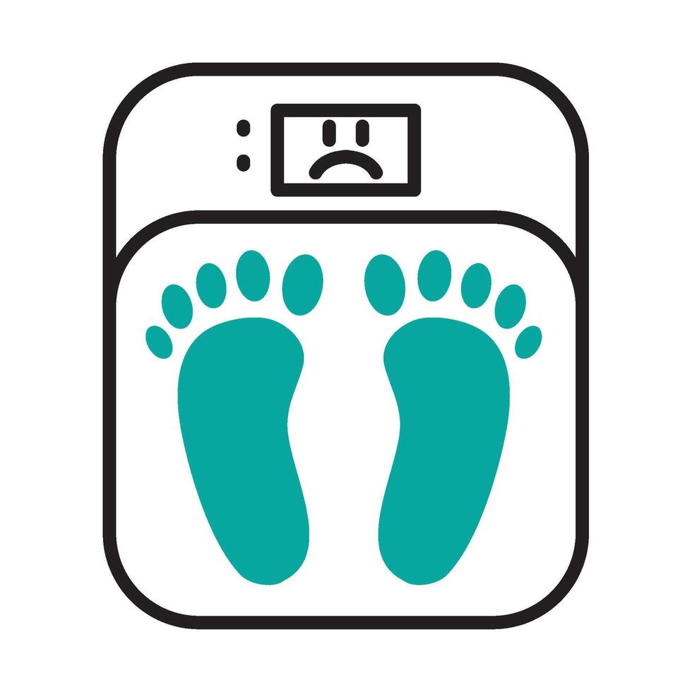A cartoon image of a scale with a foot on it vector