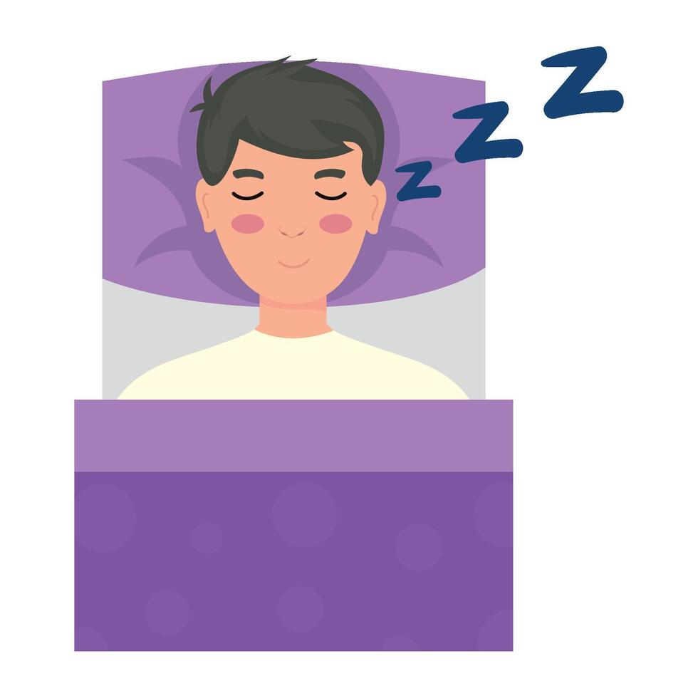 A man sleeping in a bed with his eyes closed vector