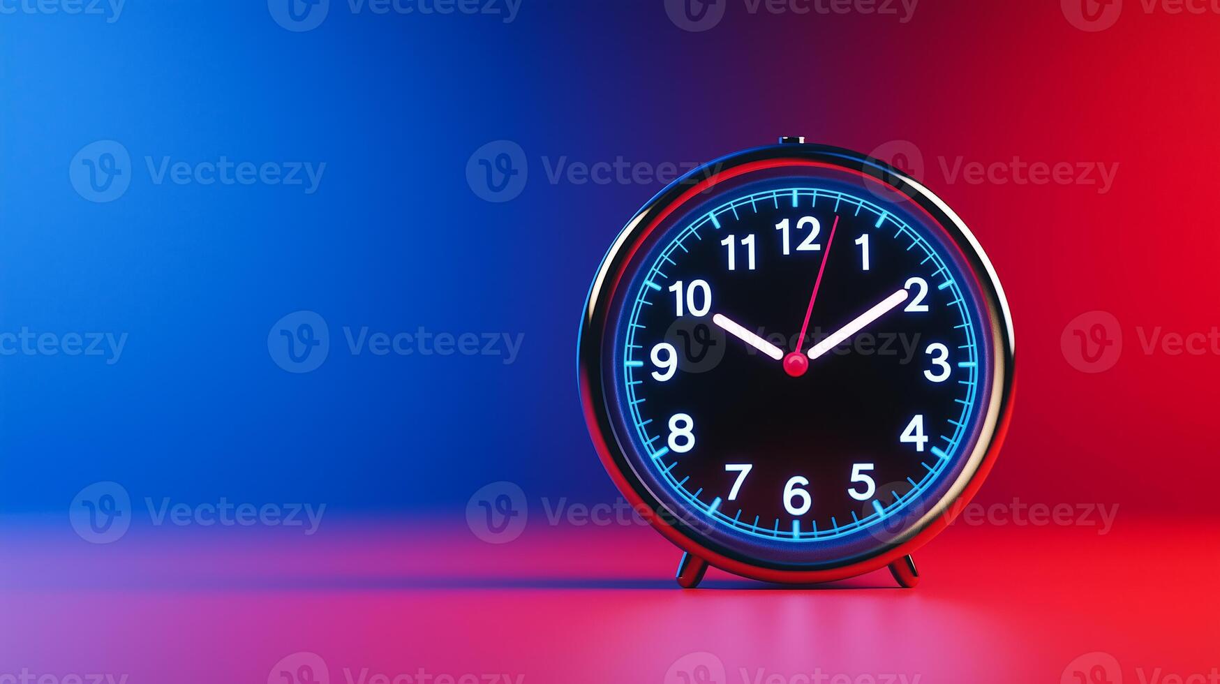Debate timer counting down gradient background from blue to red digital display closeup tense atmosphere photo