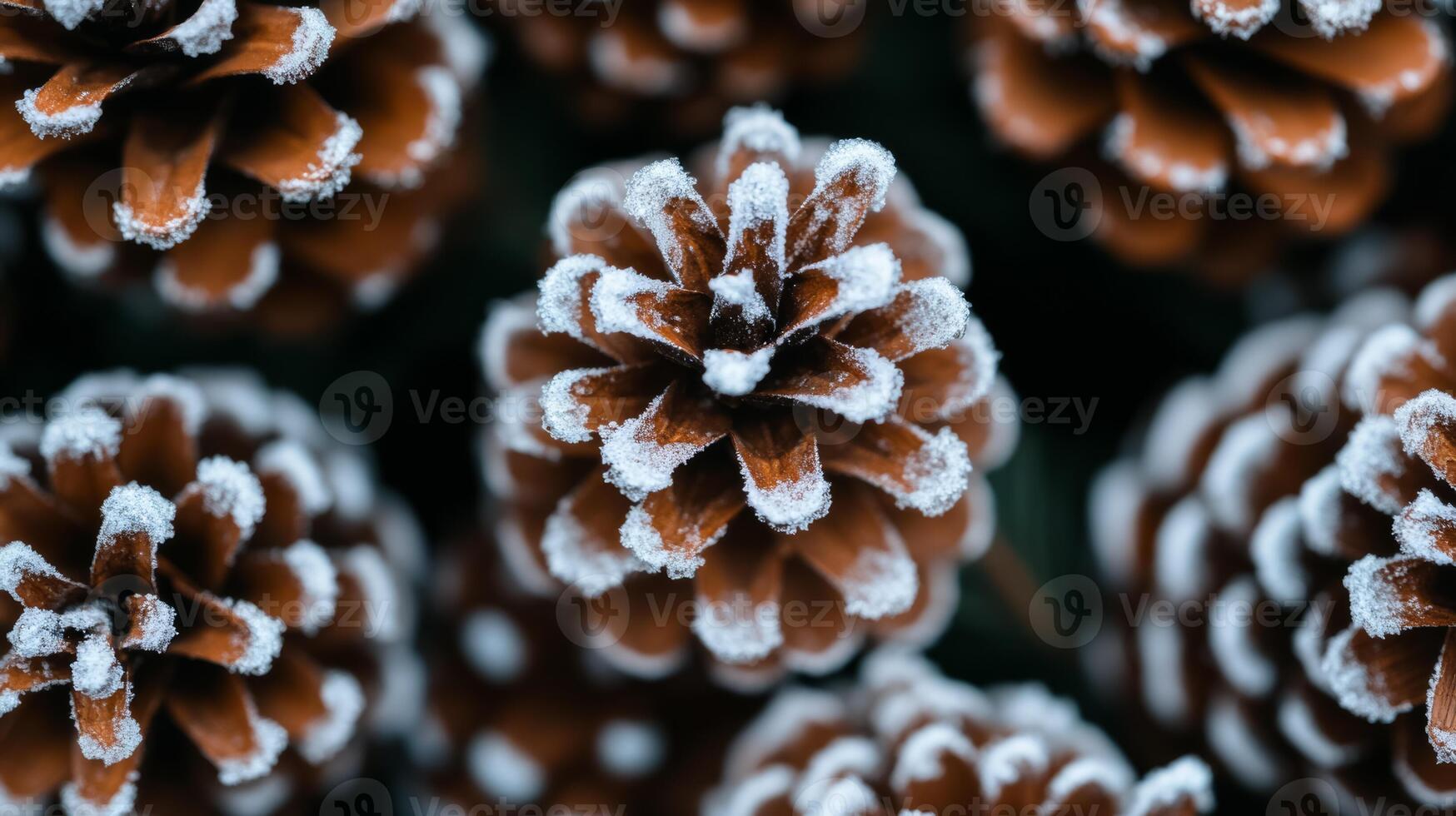 Frosted pinecone texture with snow dusting winter holiday chill crisp natural vibe cozy and wintry feel great for Christmas designs photo
