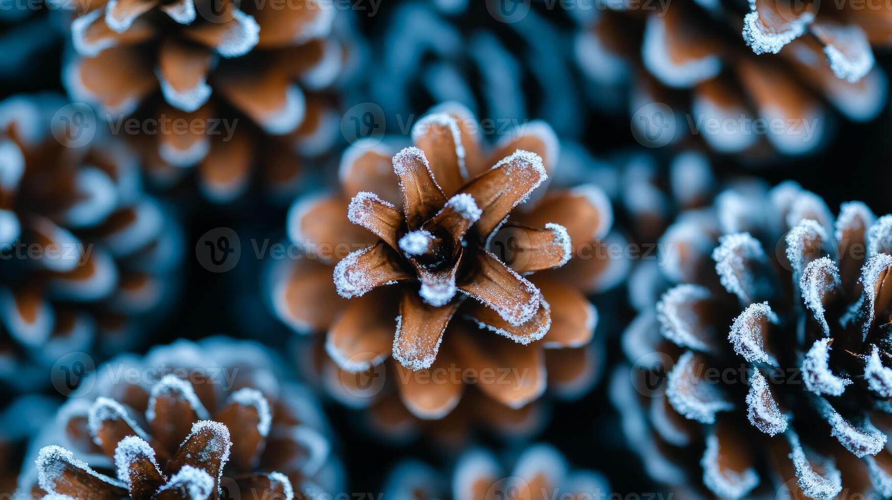 Frosted pinecone texture with snow dusting winter holiday chill crisp natural vibe cozy and wintry feel great for Christmas designs photo