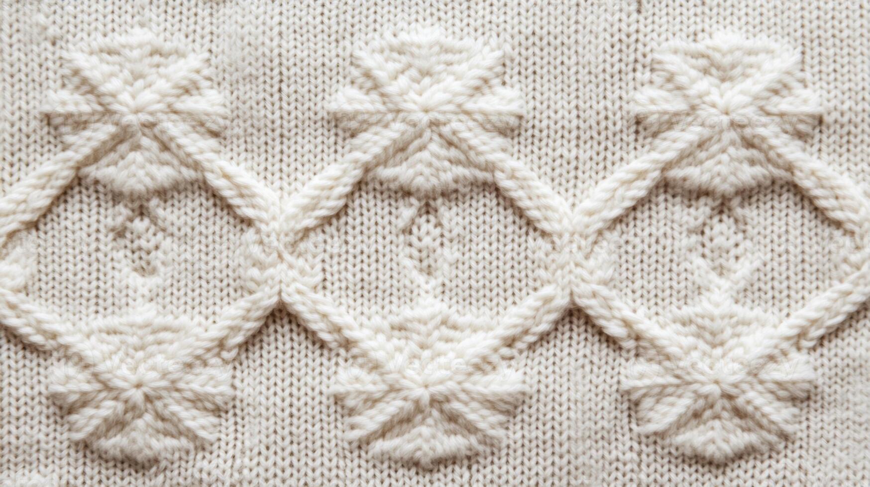 Cozy cable knit texture in cream with subtle snowflake patterns festive Christmas warmth classic sweater feel perfect for holiday greetings photo