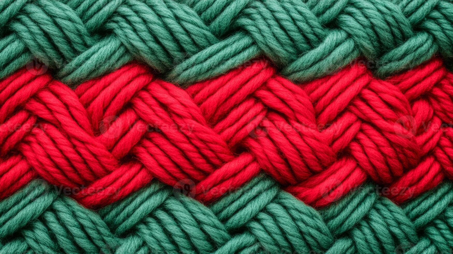 Soft knitted wool texture in red and green shades cozy Christmas background resembling a warm holiday sweater stitch detail visible for festive charm photo
