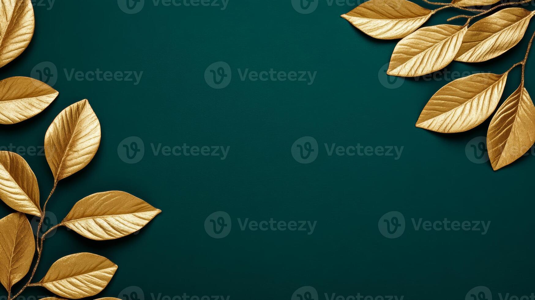 Textured golden leaves on a deep green background Sukkot warm and natural festive spirit earthy tones with a rustic feel ideal for seasonal themes photo