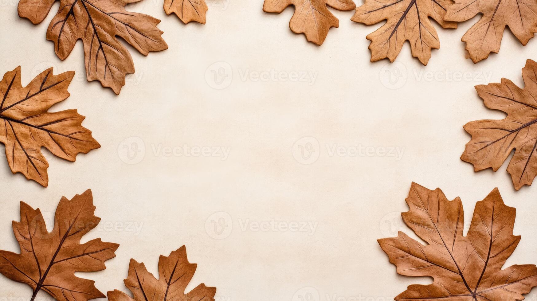Textured parchment with faded ink and maple leaf imprints warm Thanksgiving background rustic and aged look great for autumn themes photo