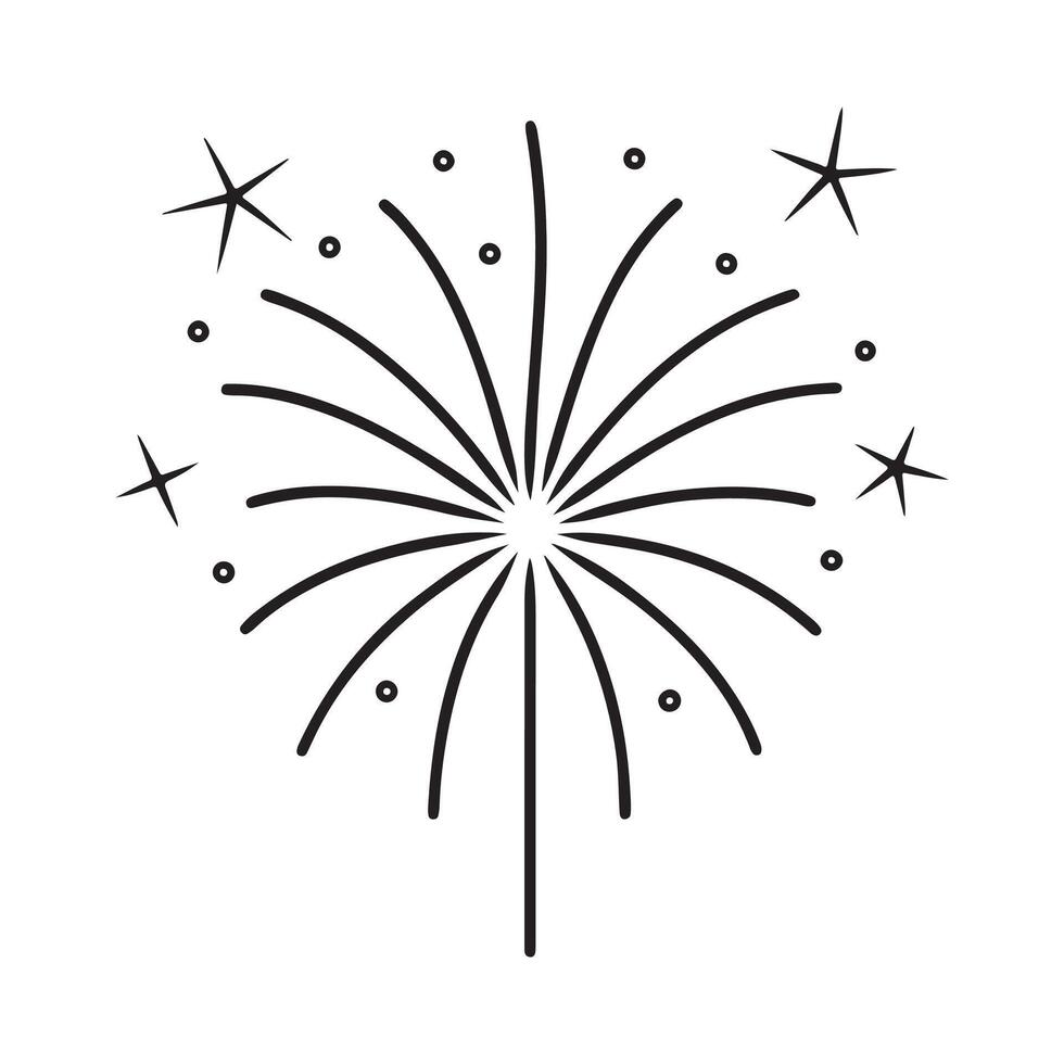 celebration firework outline icon black and white firework, illustration. vector