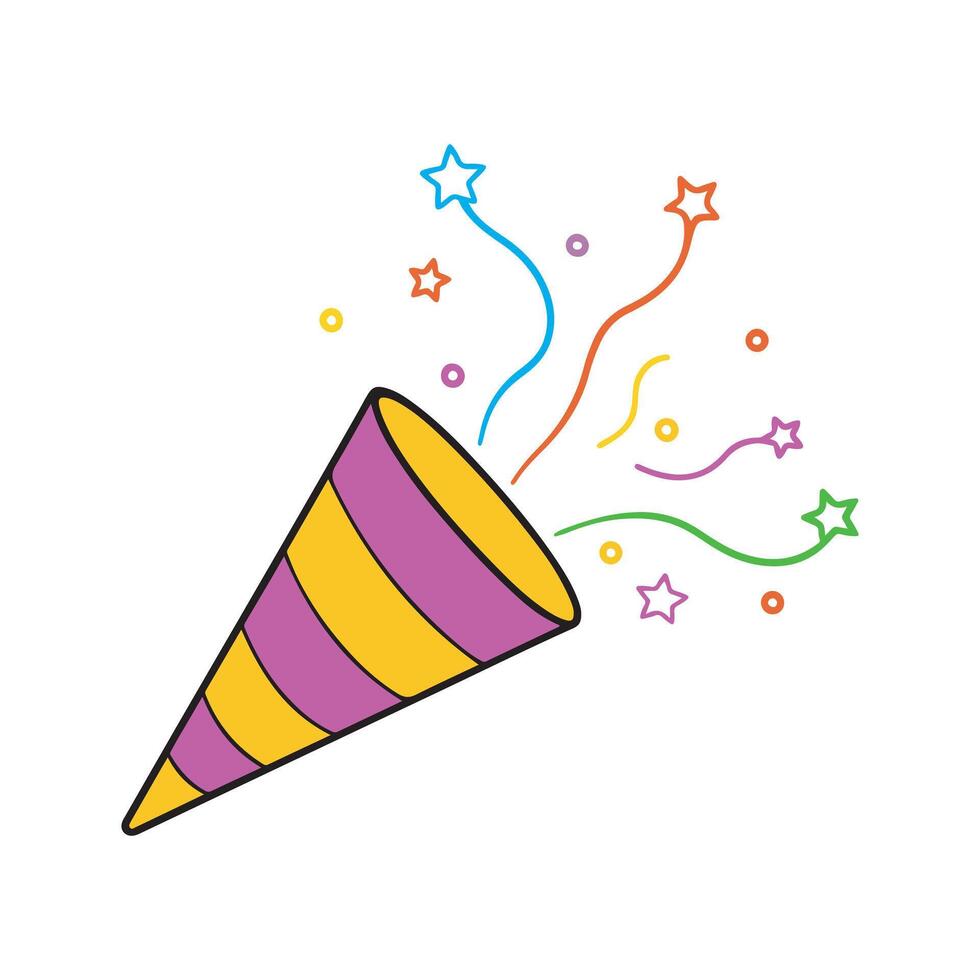 Confetti party popper icon. vector