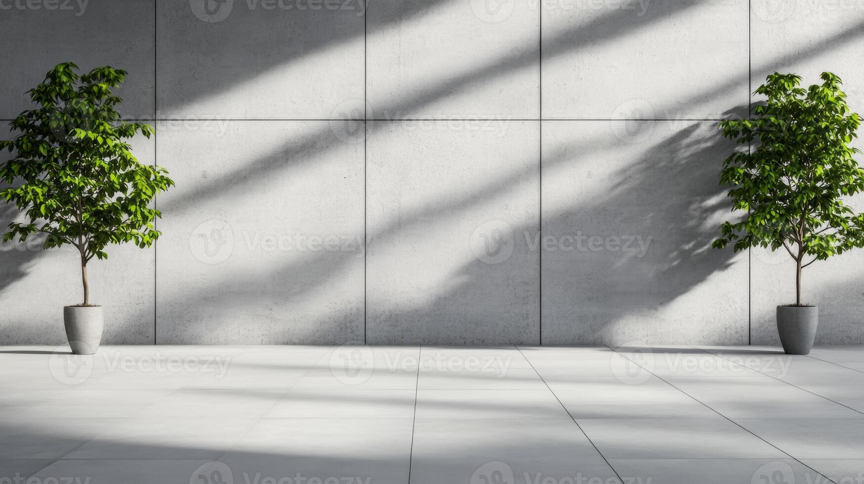 Wide shot of a plain concrete wall with soft shadows flat surface in neutral gray tones perfect for backgrounds in digital and print designs photo