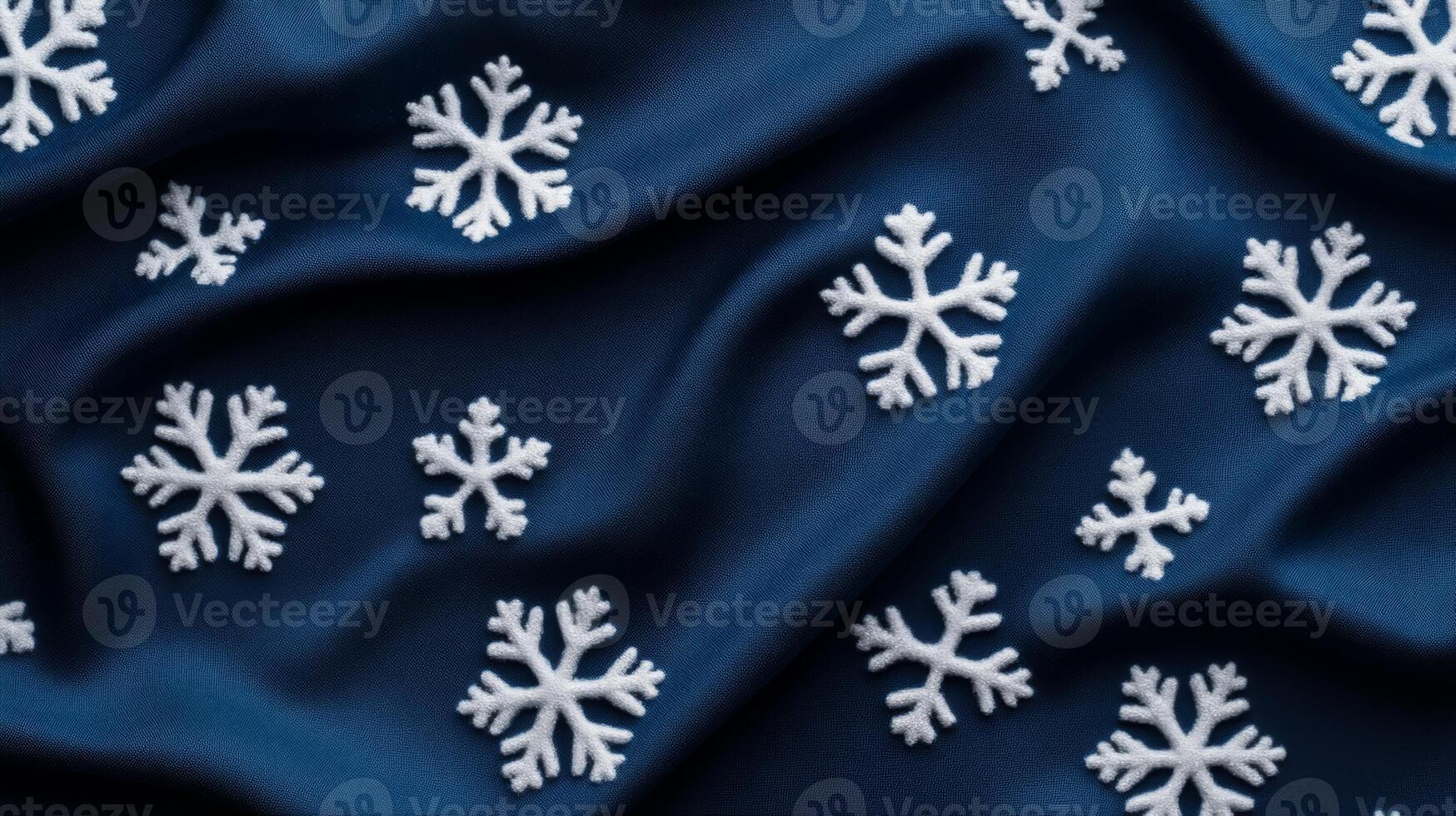Dark midnight blue fabric background with faint glowing snowflake patterns scattered in an elegant winter Christmas holiday design smooth and cozy feel highlighting seasonal joy and tranquility photo