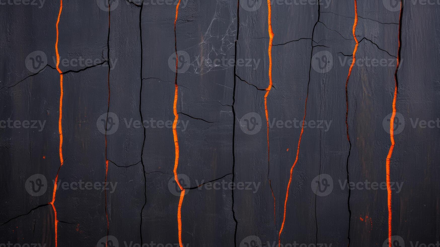 Grunge Halloween backdrop with worn black and orange texture cracked paint and ghostly spiderwebs subtly layered moody distressed atmosphere perfect for eerie designs photo