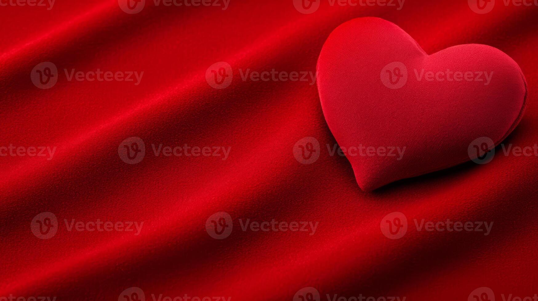 Red velvet background with subtle heart shaped texture soft light creating gentle shadows Valentines Day holiday romance and love theme vibrant scarlet tones hinting at luxury and warmth photo
