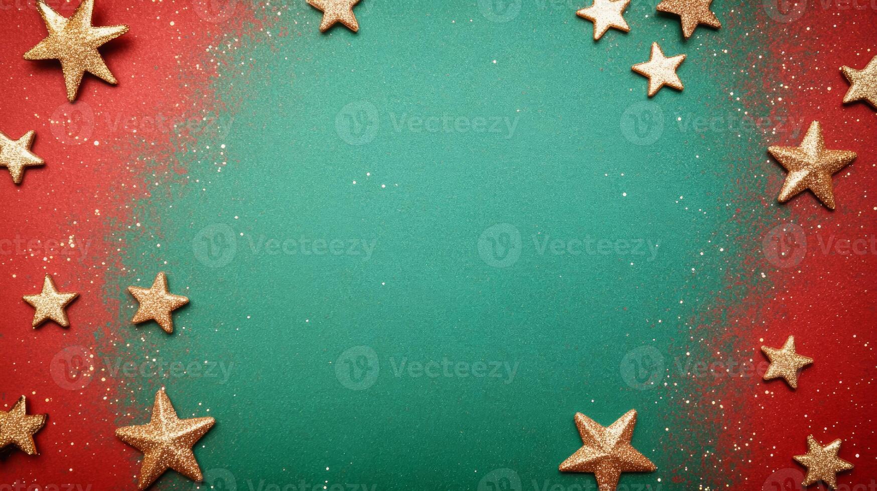 Vintage Christmas background with distressed red and green grunge texture subtle snowflakes and faded golden stars scattered for a nostalgic holiday vibe empty space for festive text photo