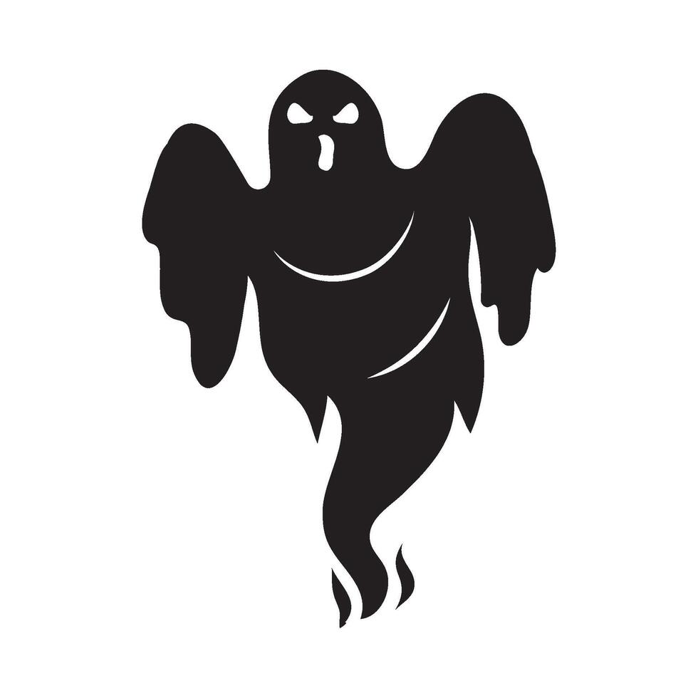 A black ghost with a face and wings on a white background vector