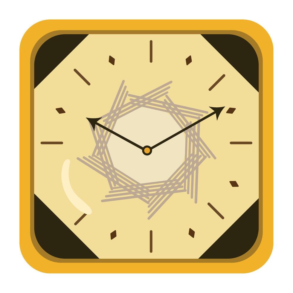 A clock with a yellow frame and a black face vector