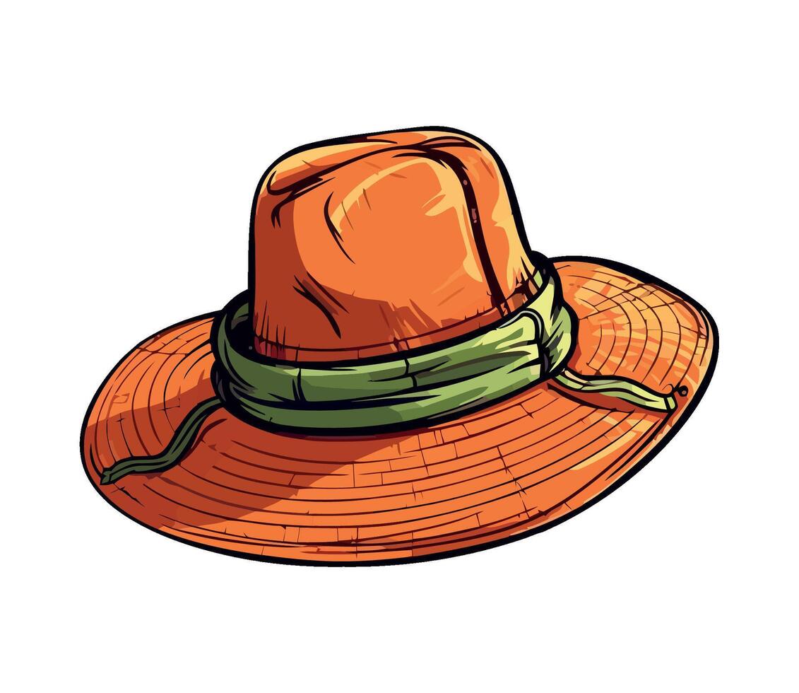 An orange hat with a green band vector