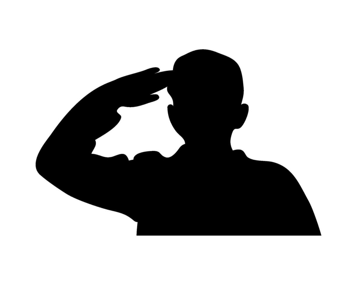 A silhouette of a man saluting his hand vector