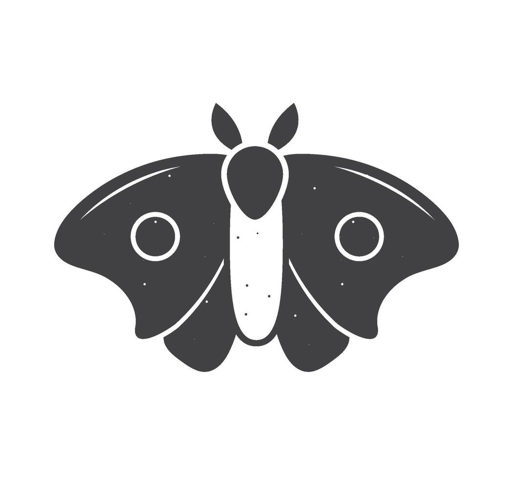 A black and white illustration of a moth vector