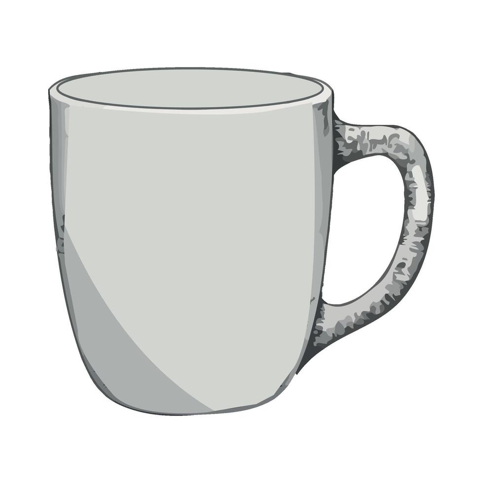 A mug is shown in a cartoon style vector