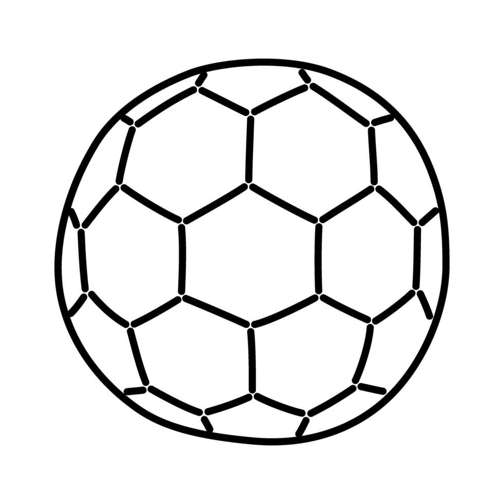 Black and white soccer ball icon in outline style. Suitable for use in sports, football related designs, and educational materials. vector