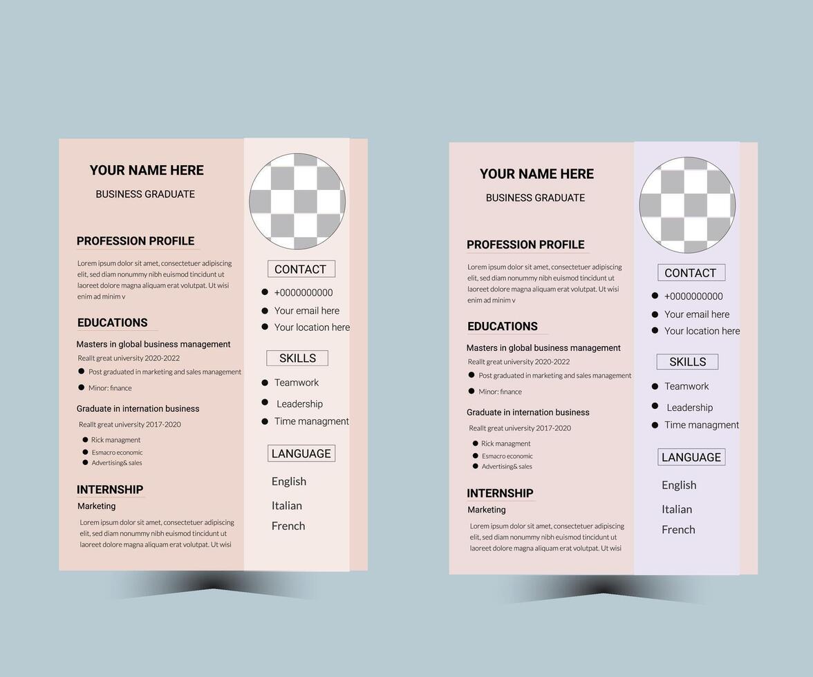 minimalist cv template vector