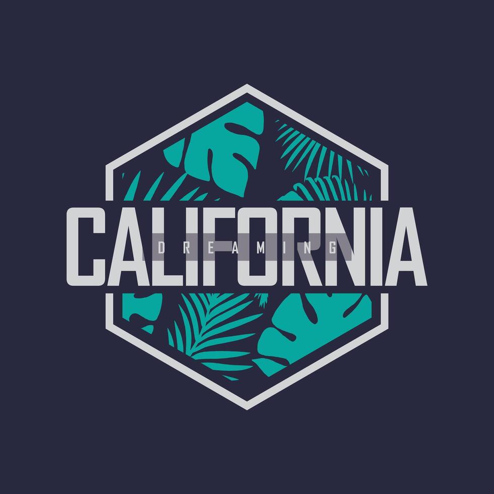 California surfing illustration and typography, perfect for t-shirts, hoodies, prints etc. vector