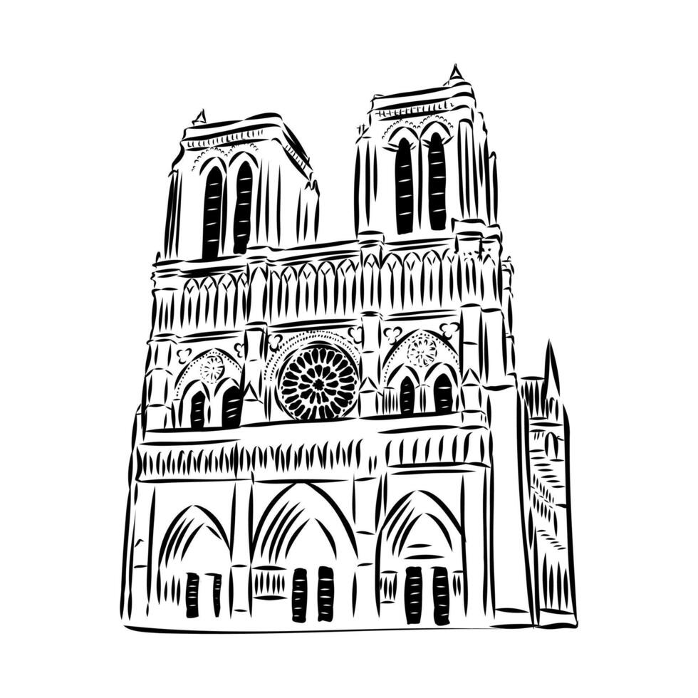 Notre Dame Cathedral sketch vector