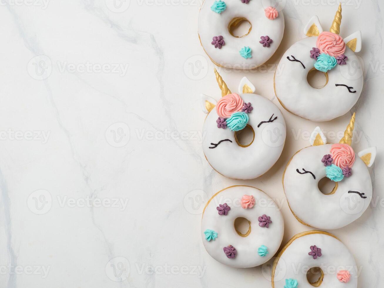 Unicorn donuts with copy space photo