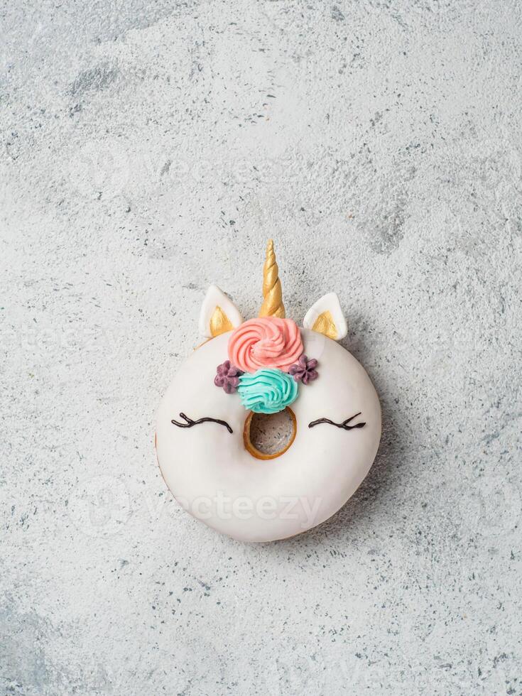 Unicorn donut with copy space photo