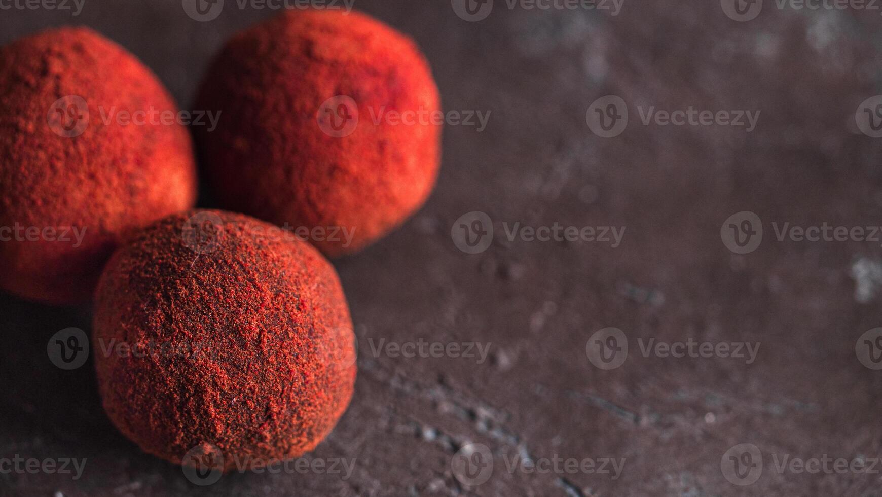 Red truffle in beet powder, copy space right photo