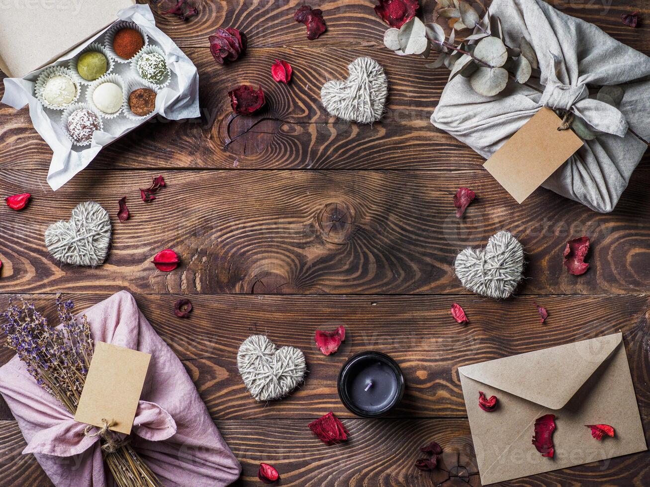 Zero waste Valentine's Day concept, copy space photo