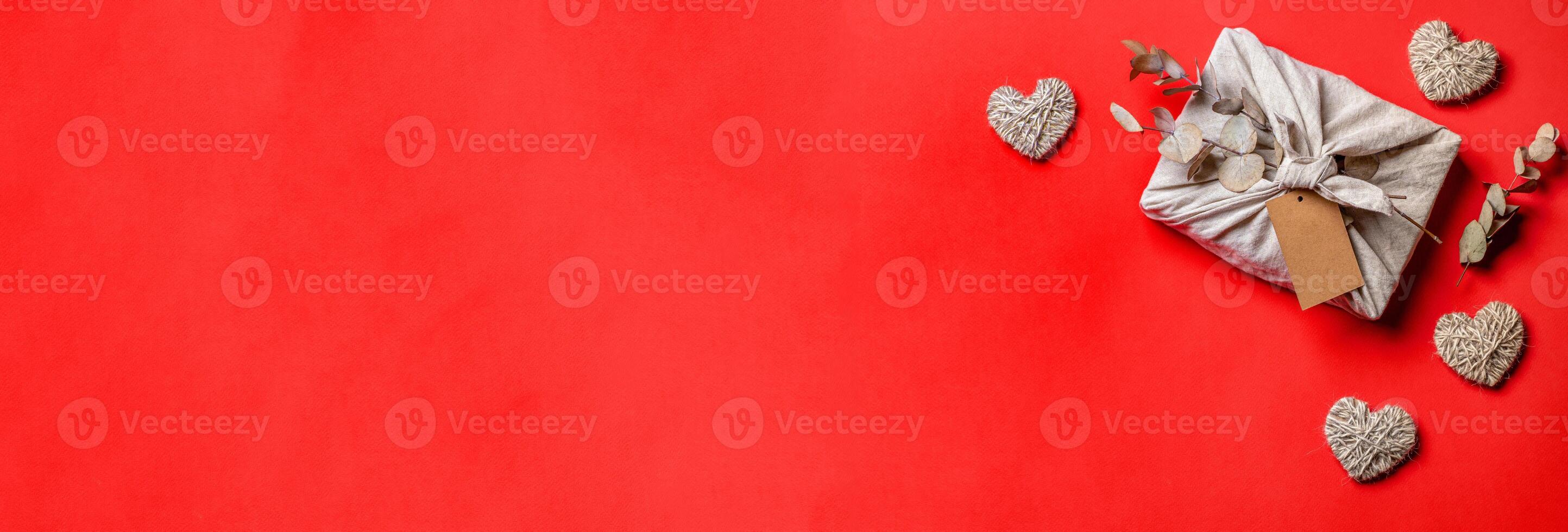 Zero waste Valentine's Day banner, copy space photo