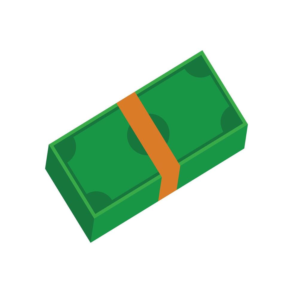 Dollars icon in isometric 3d style. Banknotes, coins, cash. Graphic design elements finance, money and the economy in a line style isolated on a white background vector