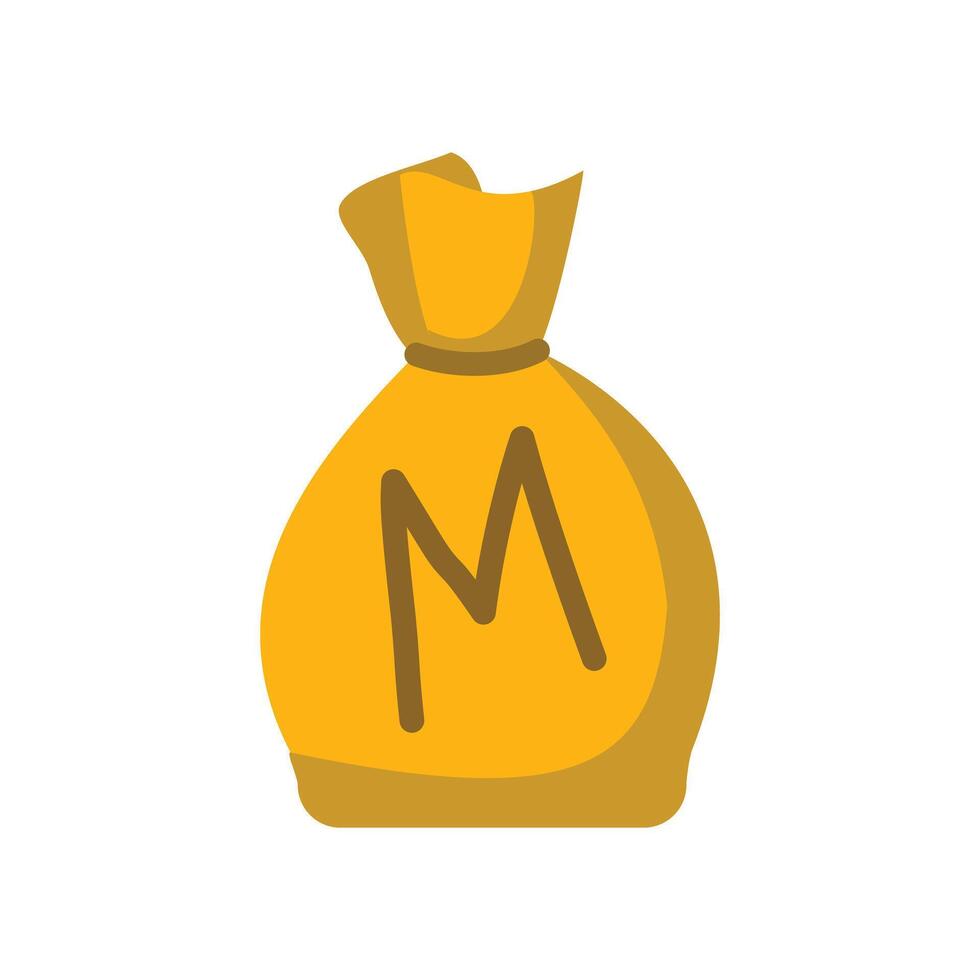 Money bag icon. Flat illustration of money bag icon for web design. Graphic design elements illustrating wealth, finance, money and economic isolated on a white background vector