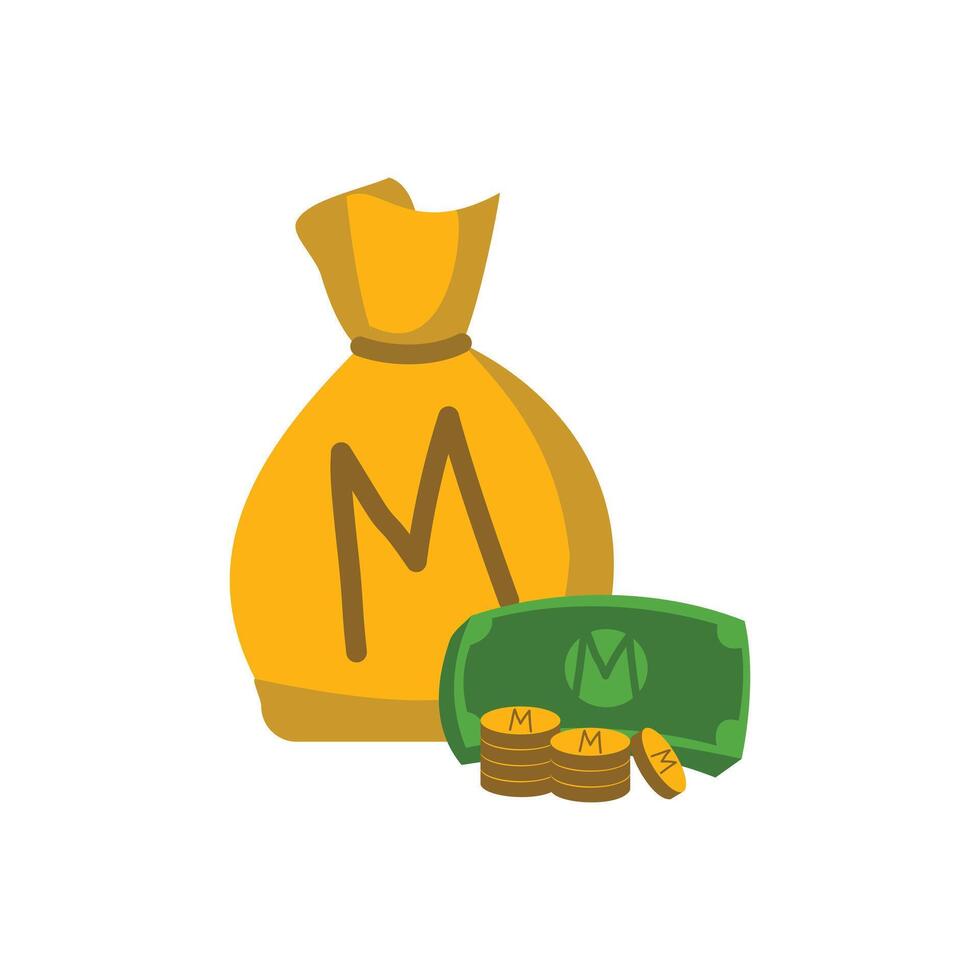 Money bag icon. Flat illustration of money bag icon for web design. Graphic design elements illustrating wealth, finance, money and economic isolated on a white background vector