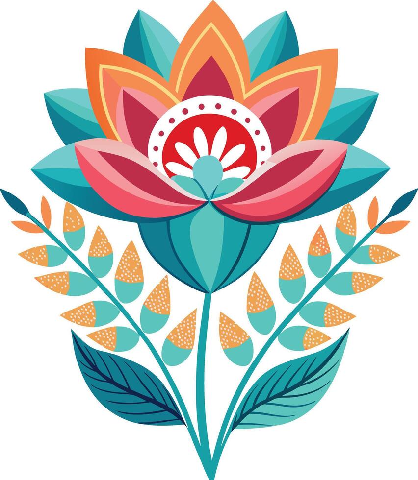 Modern abstract folk boho single isolated flowers Design vector