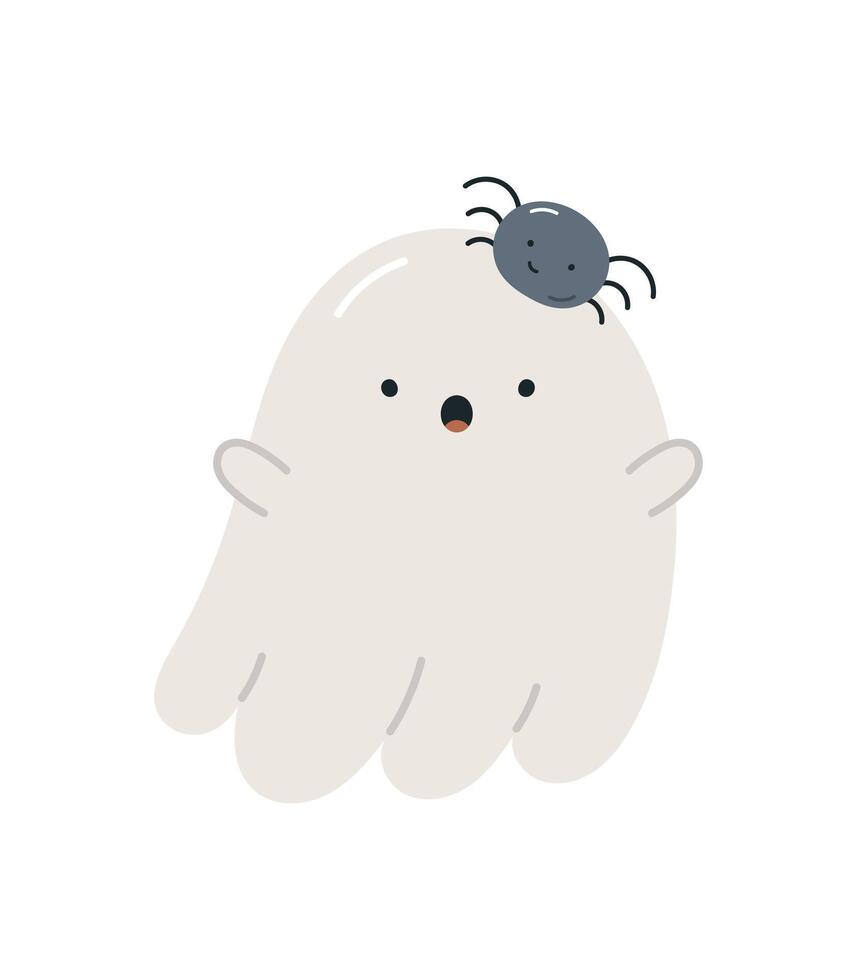 Cute Halloween ghost. Isolated on white background. Halloween design. Childish Halloween print. vector