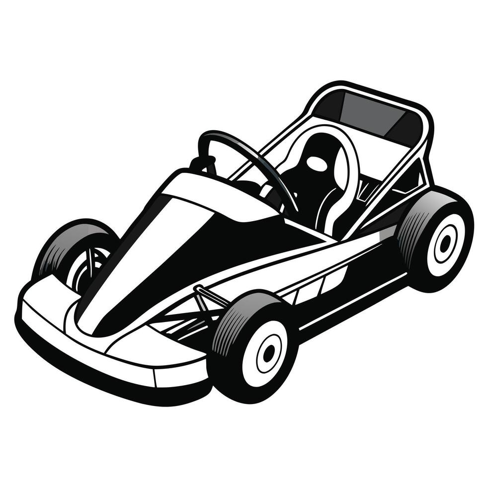 Go Kart racing car cartoon logo silhouette vector