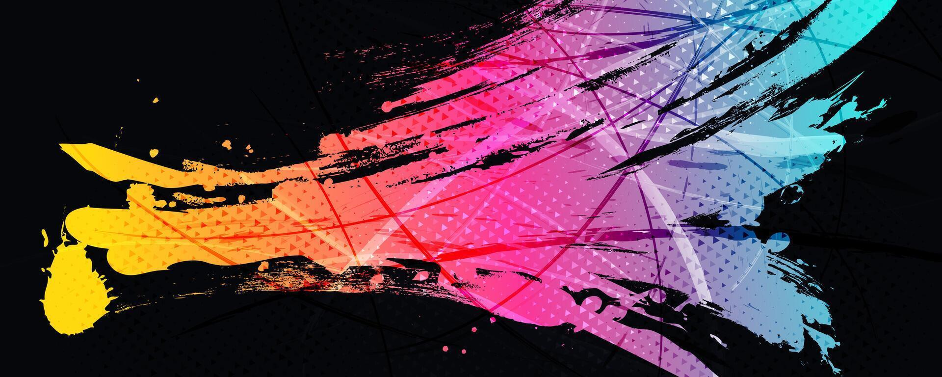 Abstract and Colorful Gradient Brush Background with Halftone Effect. Brush Stroke Illustration for Banner, Poster, or Sports Background. Scratch and Texture Elements For Design vector