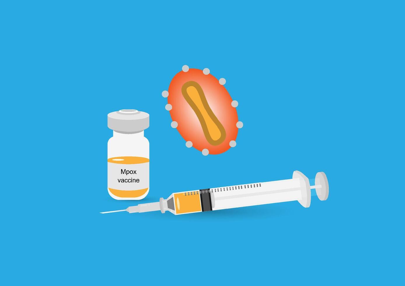 Mpox Vaccine Syringe and Virus Illustration vector