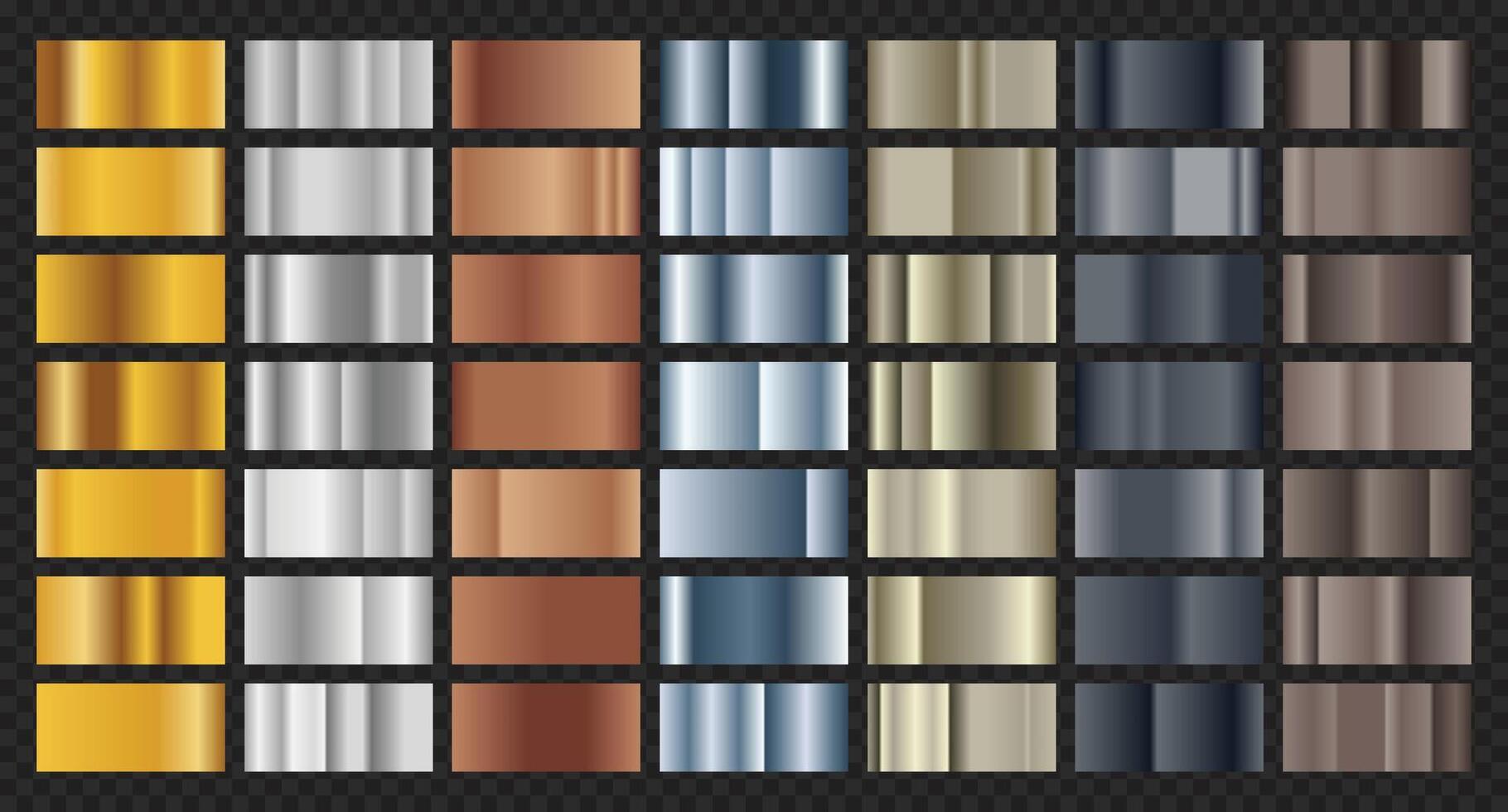 Set of gold, silver, bronze, steel texture background. Steel background texture. Steel metal background templates. Metal gradient collection. illustration vector