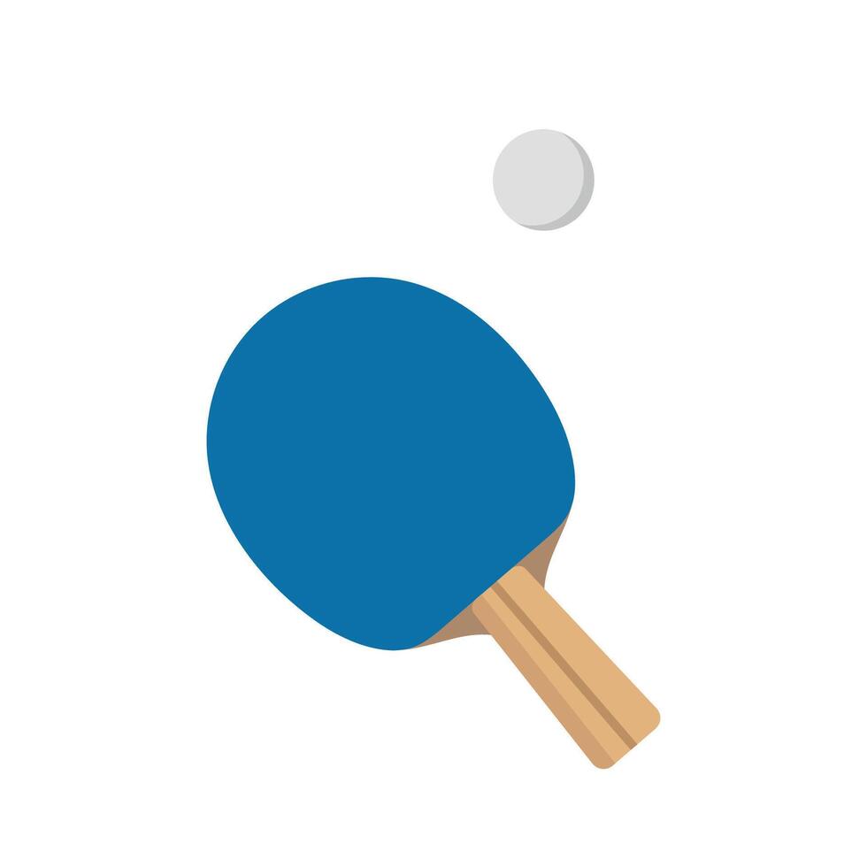 One blue racket and ball, isolate on white, simple illustration, flat style, minimalism vector