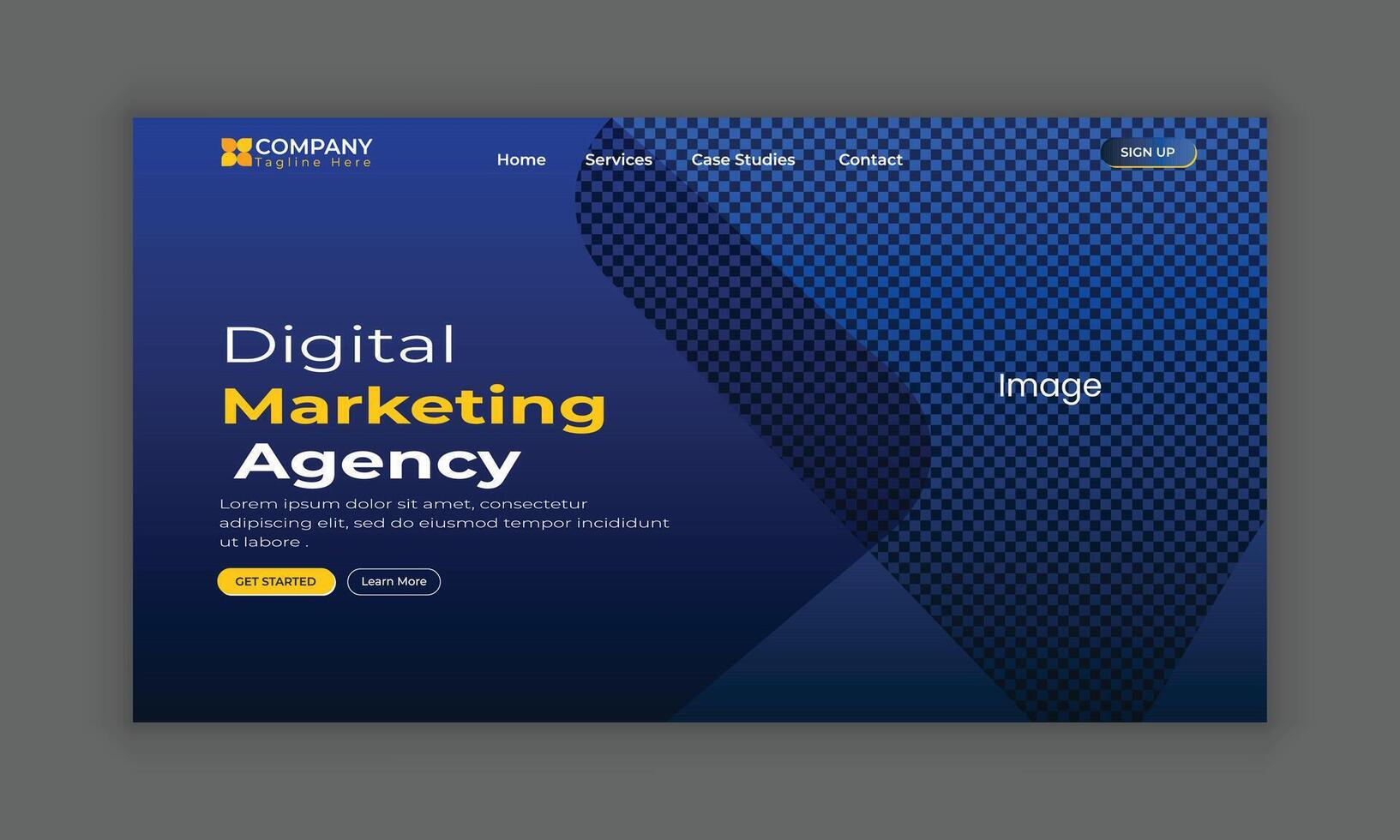 Digital marketing business landing page UI design or Digital marketing agency website homepage, Hero section design, hero banner, website banner design vector