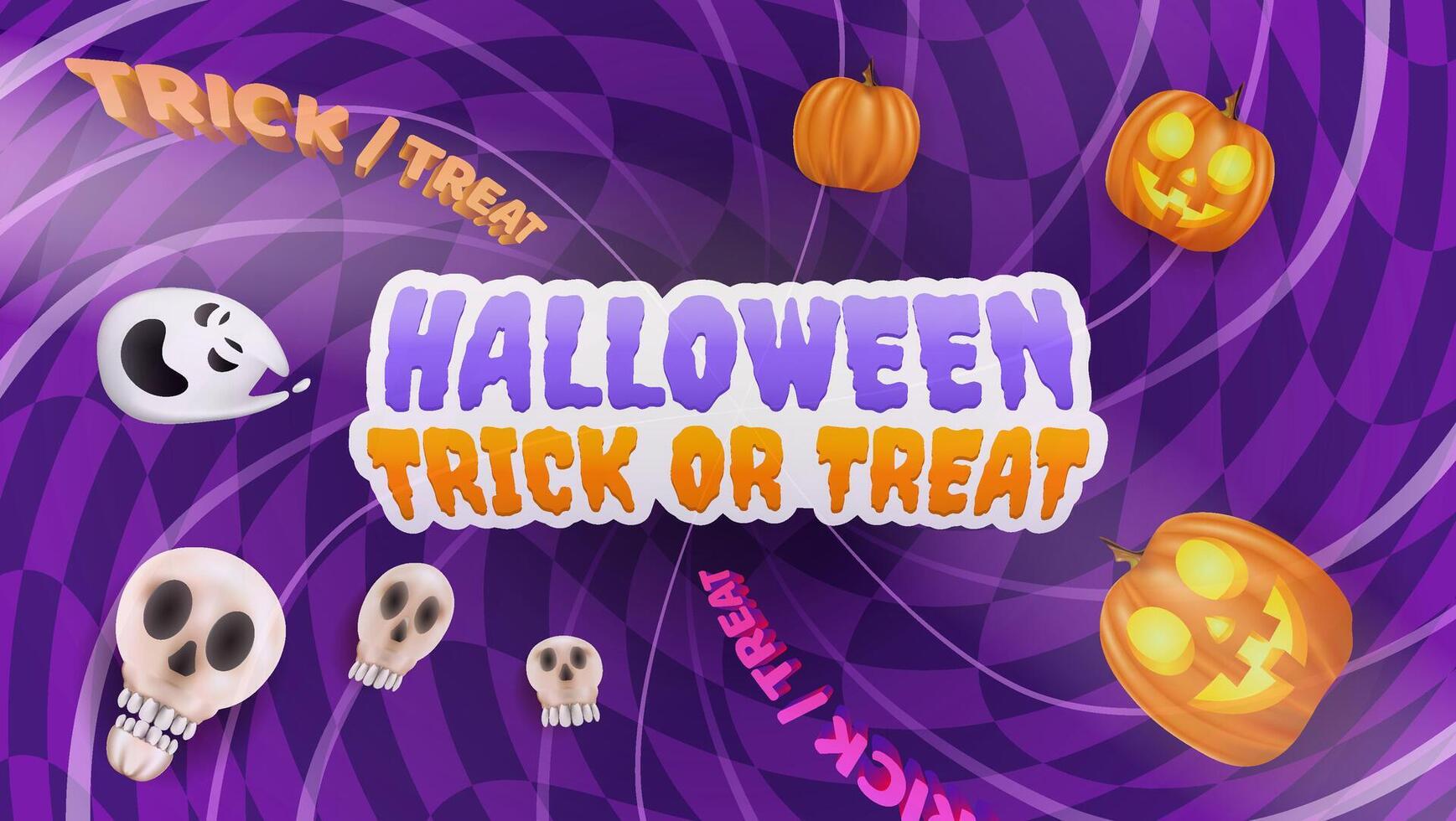 A festive Halloween greeting card background showcasing pumpkins, flying bats, festive flags, and a glowing party lantern, perfect for spreading holiday cheer. vector