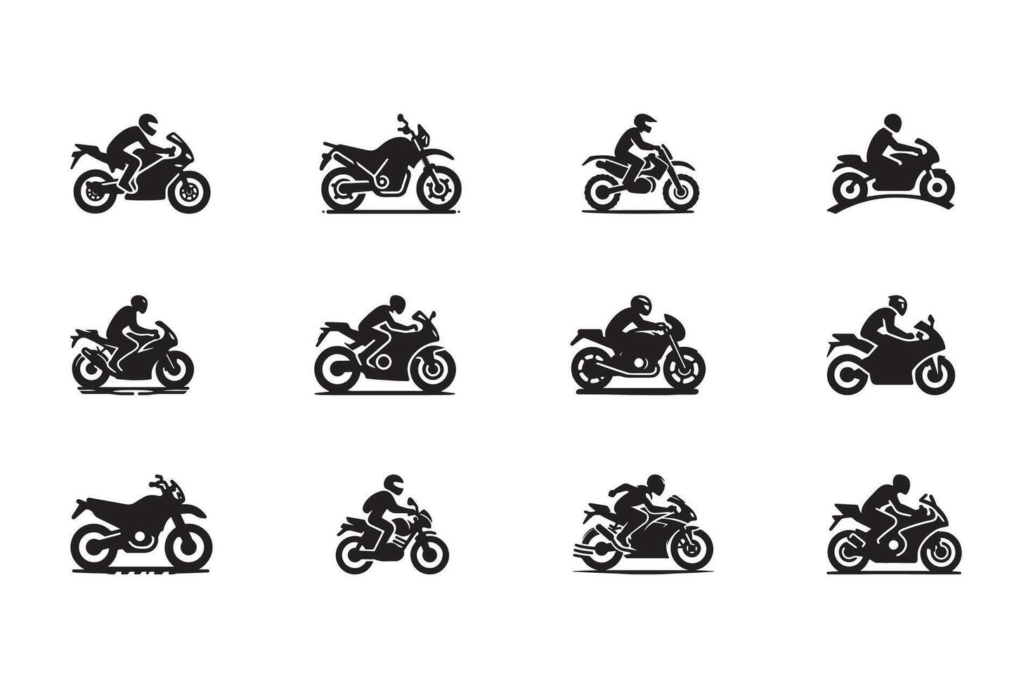 silhouette illustration of a motorbike icon with a hand-drawn style and a white background vector