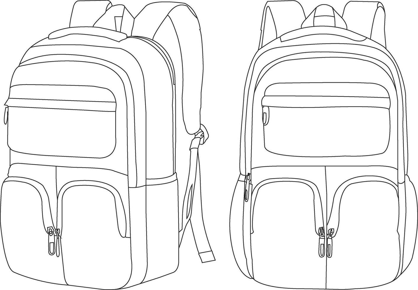 Backpack Isolated Backpacker, Backpack Icon School backpacks flat illustration set, backpack line icon isolated, School bags collection vector